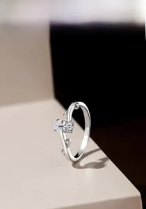 Macro shot of S925 sterling silver stamp on the inner band of the oval cut ring