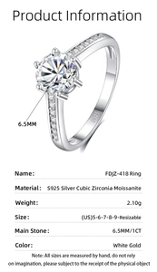 Detail specifications of 1ct V-shaped six-prong moissanite ring in S925 sterling silver