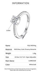 Detail view of S925 silver ring featuring a 0.5ct moissanite and side diamond pavé