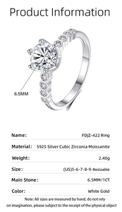Detailed technical view of 1 carat moissanite ring with S925 silver adjustable band