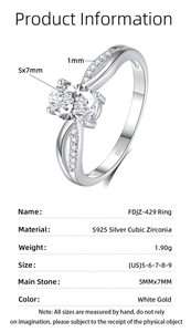 Details des S925 Silberrings mit 5x7mm ovalem Zirkon und gedrehtem Pavé-Band