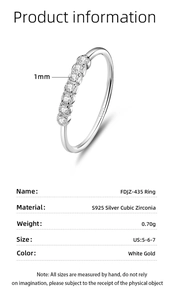 Macro detail of S925 sterling silver ring with 1mm cubic zirconia stones and specifications