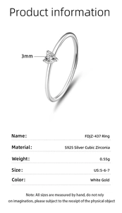 Detail shot of 1mm S925 sterling silver band with 3mm heart cubic zirconia inlay