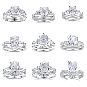 Collection of S925 sterling silver bridal rings featuring round and oval cubic zirconia