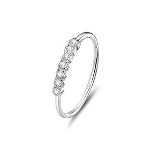 Minimalist S925 sterling silver ring with seven sparkling round zircon crystals