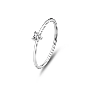 Elegant S925 sterling silver 1mm thin ring with heart-shaped zircon and minimalist band