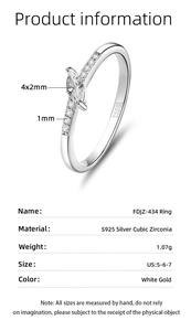 Détails de la bague en argent S925 marquise avec zircon et spécifications de 1,07g