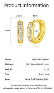 Spécifications détaillées des boucles d'oreilles créoles S925 en argent et zircone