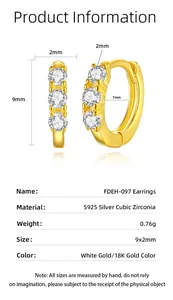 Detailed size chart for S925 silver earrings with dimensions and material specifications