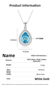 Detaillierte Spezifikationen der S925 Silberhalskette mit blauem Edelsteinanhänger