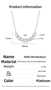 Detailed technical specifications and dimensions for S925 silver moissanite pendant