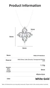 Makroaufnahme des S925 Silber Kleeblatt-Anhängers mit Zirkonia und transparenter Angelschnur