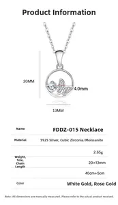 Detailed spec sheet showing S925 silver butterfly pendant with size and weight measurements