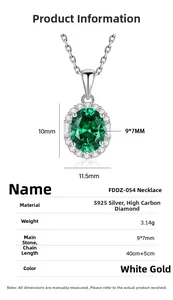Detaillierte Größentabelle und Spezifikationen für S925 Silberkette mit gelbem Diamanten