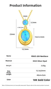 Tableau des tailles pour collier opale en argent 925 avec dimensions et poids précis