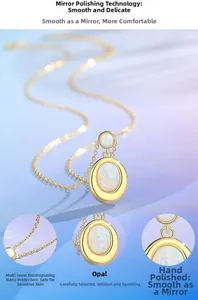 Détail du collier en opale dorée avec finition polie et texture de nano-placage chic