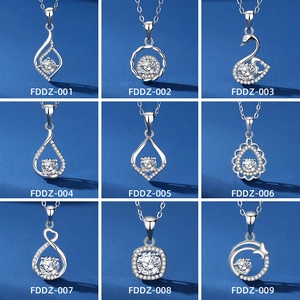 925 Sterling Silver Moissanite Pendant Necklace Round Cut D Color Moissanite Jewelry Heart Swan Clover Pendant Necklace Gift For Women