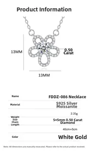 Détail du pendentif tournesol en argent S925 avec une pierre moissanite de 0,5 carat