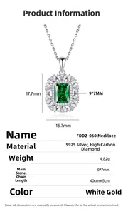 Detaillierte Spezifikationen der S925 Silberhalskette mit Smaragd und Karbon-Diamanten