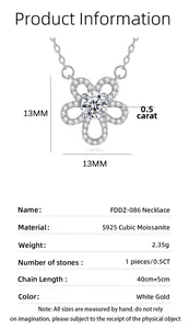 Détail du pendentif tournesol en argent S925 avec pierre moissanite 0,5CT et 13mm