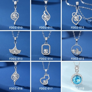 925 silver pendants collection with D color moissanite stones in various geometric designs