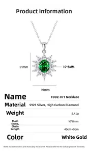 S925 Silber Sonnenblumen-Anhänger mit grünem Karbon-Diamant und Produktdetails