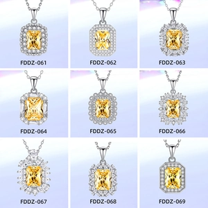 Elegante 925 Sterling Zilveren Halsketting Met Gele Zirkonia Hanger Radiant Cut Halo Sleutelbeenketting Voor Vrouwen Sieraden