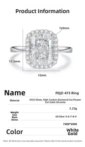 Detailed size chart for S925 silver ring featuring a 7x9mm royal blue sapphire stone