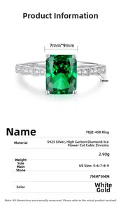 Macro shot of S925 silver ring featuring a 7x9mm emerald-cut green sapphire and hallmark