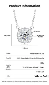 Spécifications détaillées du collier en argent S925 avec moissanite 6,5mm et pendentif étoile