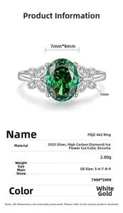 S925 sterling silver ring detail showing 7x9mm oval green gemstone and side butterfly accents