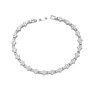 Bracelet de tennis hip hop argenté avec maillons en croix et zircons blancs pavés