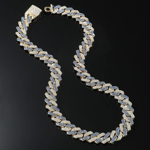 Collana Hip Hop in Lega Con Maglia Cubana e Strass Per Uomo Oro Argento Strass Girocollo Spesso Gioielli Statement