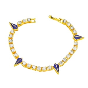 Bracelet de Tennis en Alliage de Strass Hip Hop pour Hommes Iced Out Émail Pendentif Triangle Géométrique Bijoux de Main de Mode Accessoire de Fête