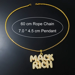 Detail der Mack Rich Eishalskette mit 60cm goldener Kordelkette für Hip-Hop-Fans
