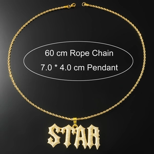 Détail du pendentif STAR serti de cristaux avec dimensions et chaîne de 60 cm