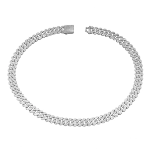 Chaîne cubaine hip hop pour homme en argent avec diamants pavés et fermoir à boîte de luxe