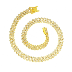 Hip Hop Alloy Iced Out Cuban Link Chain Necklace Men Full Rhinestone Pave Punk Streetwear Jewelry Gold Silver Necklaces