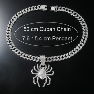 Pendentif araignée serti de diamants avec chaîne cubaine pour homme style hip hop