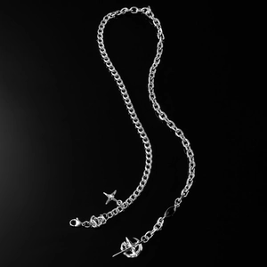 Hip Hop Titanium Steel Splicing Chain Star Cross Pendant Necklace Cool Punk Rhinestone Necklace For Men Women Jewelry