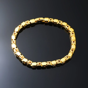Men Hip Hop Minimalist Rectangular Link Chain Bracelet Zinc Alloy Polished Geometric Industrial Style Gold Silver Jewelry
