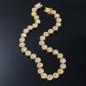 Hip Hop Uomo Iced Out Collana Strass Oro Argento Placcato Lega di Zinco Catena Maglia Cubana per Street Fashion Party Gioielli
