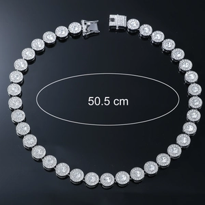 Collana da uomo hip hop Cuban Link ghiacciata placcata in argento con zirconi 50,5 cm