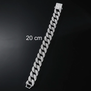 Bracciale cubano 16mm argento ghiacciato di lusso con placcatura diamante 20cm