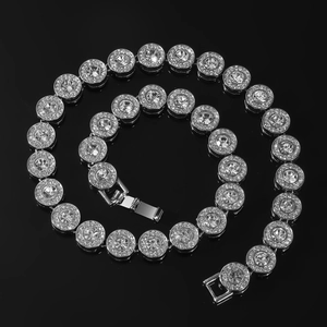 Collier tennis homme hip hop en argent avec pierres de zircone en spirale chic