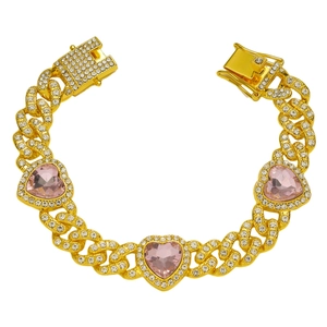 Hip Hop Herz Panzerkette Armband Für Herren Damen Legierung Strass Besetzt Iced Out Schmuck Herz Spleißen Mode Armband