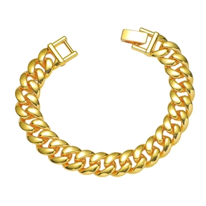Bracelet Chaîne Cubaine Homme Hip Hop Largeur 13mm Alliage Plaqué Or Argent Strass Bracelet Bijoux Streetwear Tendance