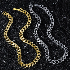 Mens 12mm Cuban chain necklace in gold and silver finish with heart-shaped links