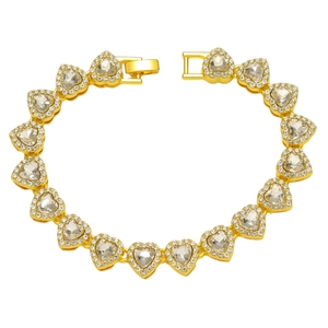 Pulsera hip hop de 10mm con eslabones de corazón y circonitas con cierre desplegable