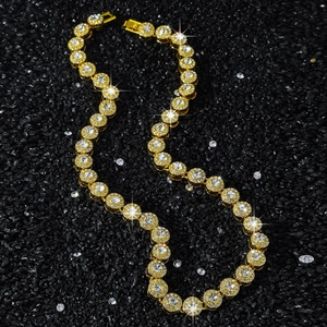 Men's 10mm gold tennis chain necklace with sparkling round cubic zirconia crystals